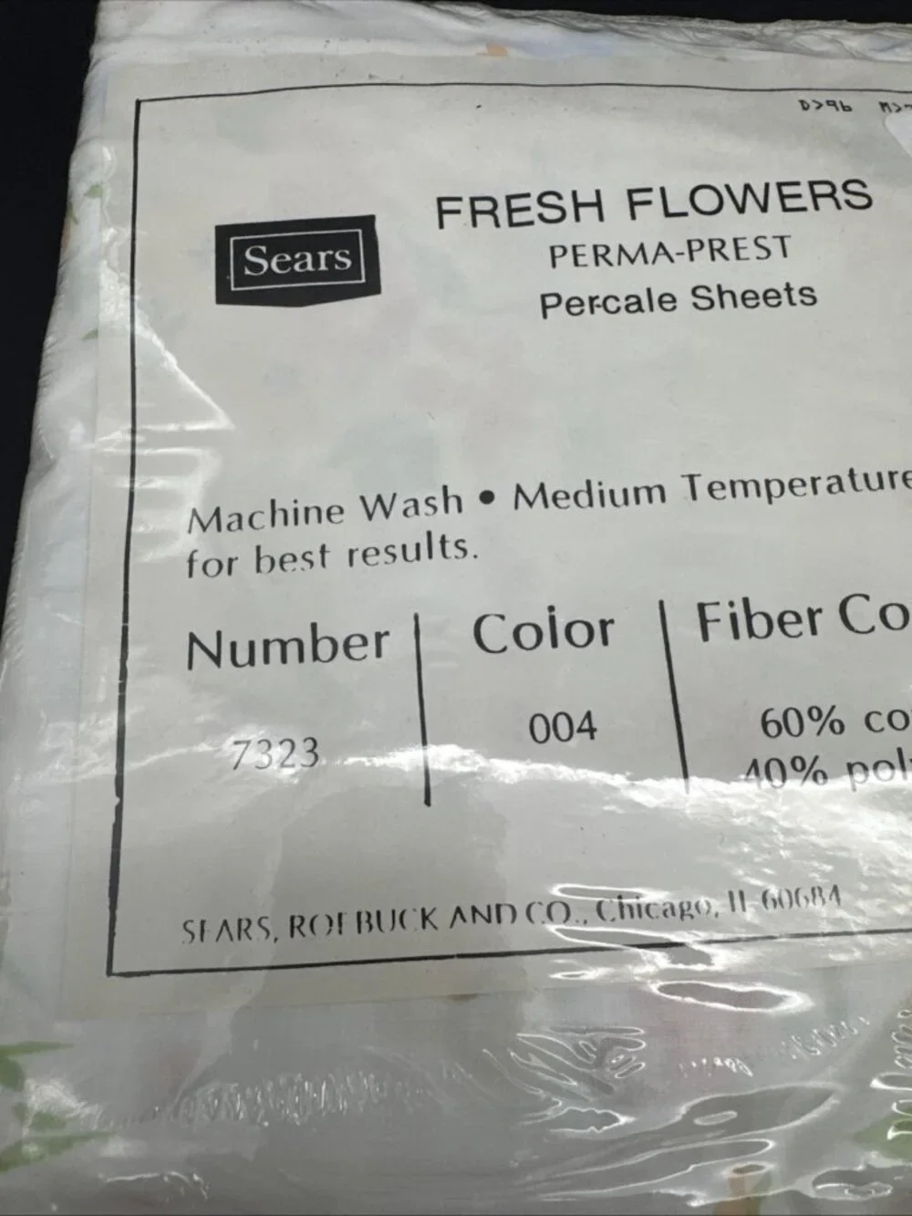 Vintage Sears Fresh Flowers Double Bottom Fitted Sheet Floral Perma Prest